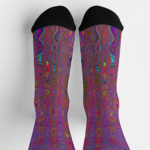 Calcetines Ondas Atómicas Retro Magenta Groovy Psicodélicas