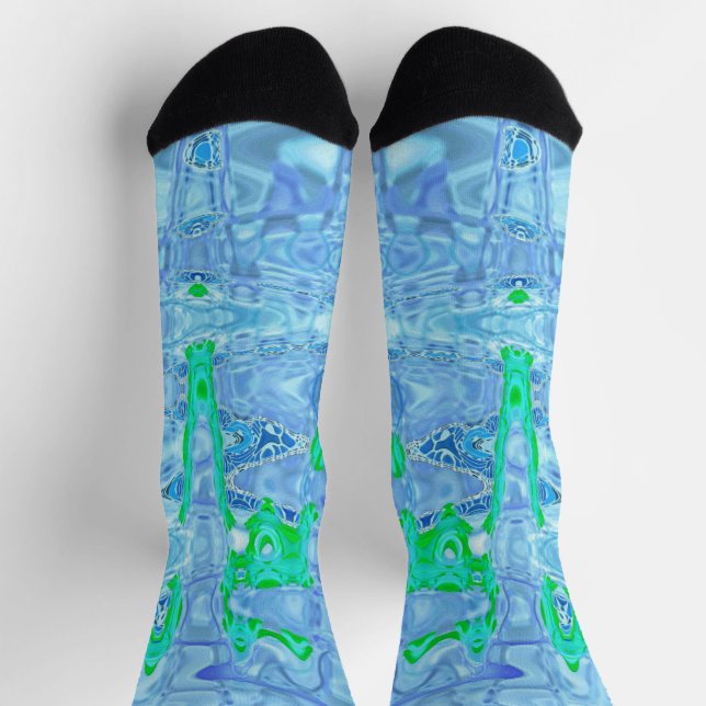 Calcetines Ondas Retro Grises Lavanda Abstractas Cósmicas (Arriba)