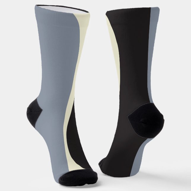 Calcetines Ondas simples 2 en negro, gris y crema (Angular)