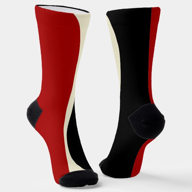 Calcetines Ondas simples 2 en rojo y crema (Angular)