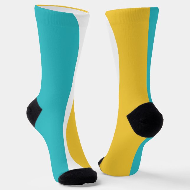 Calcetines Ondas simples 2 en turquesa, amarilla y blanca (Angular)