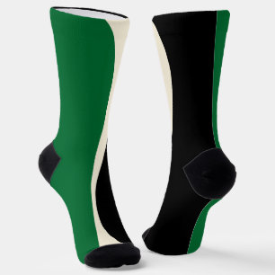 Calcetines Ondas simples 2 en verde, crema y negro