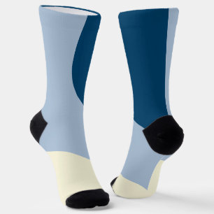Calcetines Ondas simples - Azul oscuro, azul claro y crema