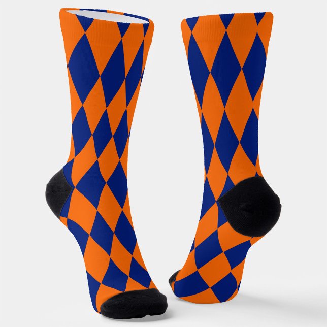 Calcetines Orange and Blue Harlequin Checkered Design  (Subido por el creador)
