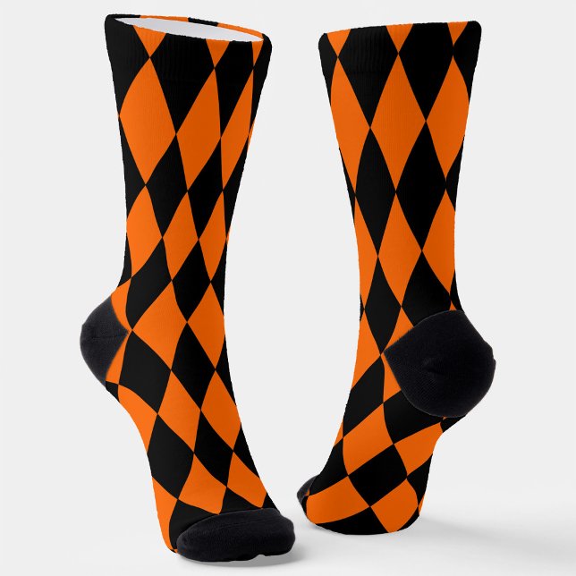 Calcetines Orange Black Harlequin Diamonds Checkers Design  (Subido por el creador)