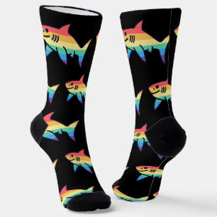 Calcetines Orgullo de tiburón arcoíris - Kawaii náutico LGBTQ