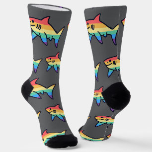 Calcetines Orgullo de tiburón arcoíris - Kawaii náutico LGBTQ