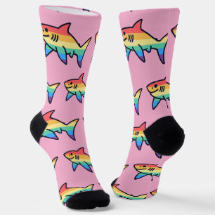 Calcetines Orgullo de tiburón arcoíris - Kawaii náutico LGBTQ