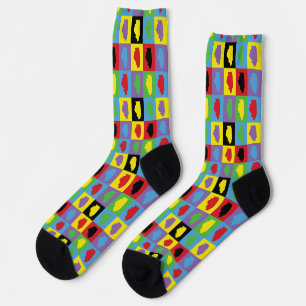 Calcetines Orgullo del Estado de Illinois Pop Art Multicolor