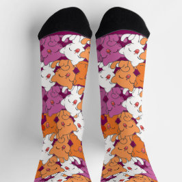 Calcetines Orgullo Lesbiano Gatitos Felices