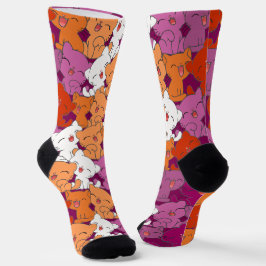 Calcetines Orgullo Lesbiano Gatitos Felices