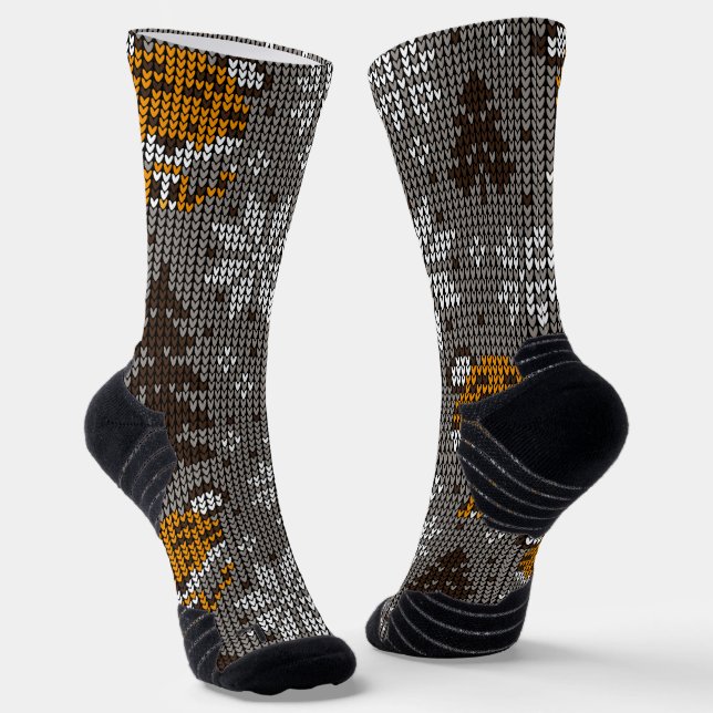 Calcetines Ornamento navideño y patrón retro (Angular)