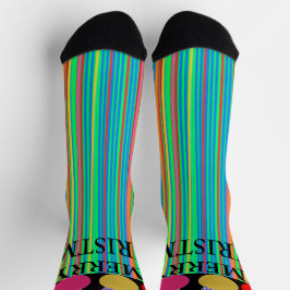 Calcetines Ornamentos de bandas geométricas divertidas de nav