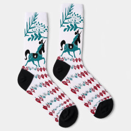 Calcetines Ornamentos de Navidad azul invernal Arte de caball