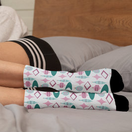 Calcetines Ornamentos de Navidad Retro Rosa y Turquesa