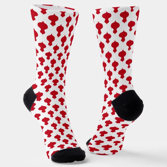 Calcetines Ornamentos navideños blanco rojo simple lindo patr (Angular)