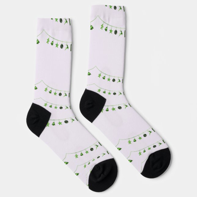 Calcetines Ornamentos verdes colgantes de Navidad en Socks (Derecha)