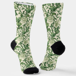 Calcetines Ornate dark green acanthus leaves pattern