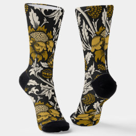 Calcetines Ornate floral pattern with large gold flowers 