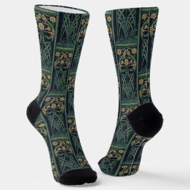 Calcetines Oro floral Art Nouveau y verde
