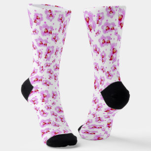 Calcetines Orquídeas Tropicales Púrpura Patrón de fotografía 