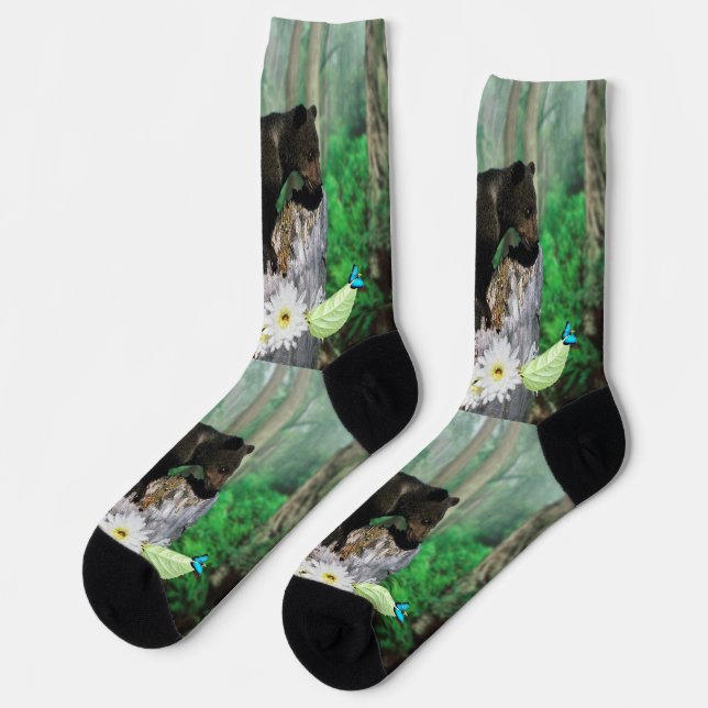 Calcetines Oso marrón bebé, zócalos de la tripulación (Izquierda)