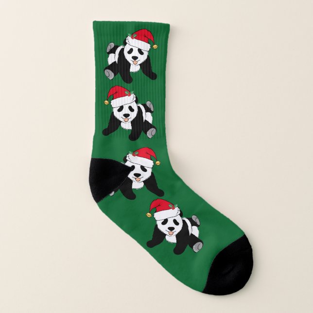 agrio paciente Desmañado Calcetines Oso Panda en Navidades de Santa Hat verde | Zazzle.es