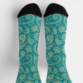 Calcetines Paisley Azul-Verde Y Beige