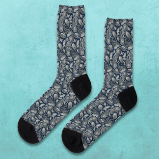 Calcetines Paisley en Azul Marino Elegante Look Vintage de Pl