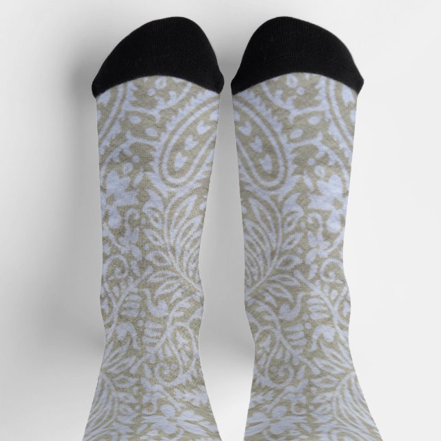 Calcetines Paisley en beige y blanco (Arriba)