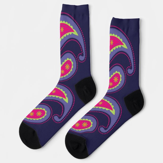 Calcetines Paisley morada y rosa (Izquierda)