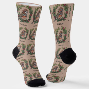 Calcetines Pájaro Colorado capuchino negro caprichoso