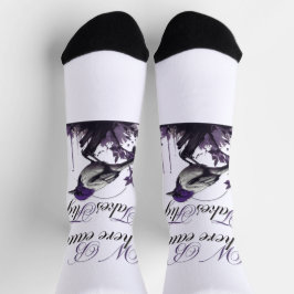 Calcetines Pájaro y planta morado | Arte Tranquilo