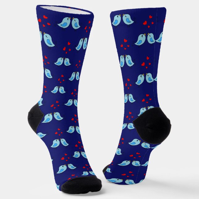 Calcetines Pájaros Azules Pequeños Lindos en Azul (Angular)