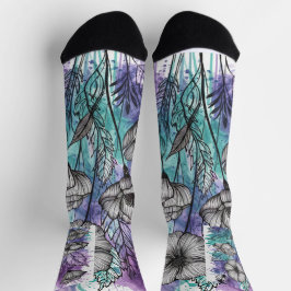Calcetines Paleta de la Naturaleza: Púrpura, Verde azulada y
