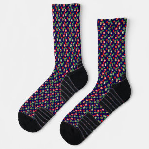 Calcetines Paletas y Pelotas de Pickleball Navideñas Rojas Ve