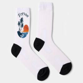 Calcetines Palm Tree Sunset Beach Crew Socks