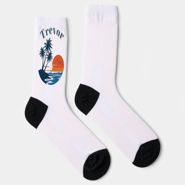 Calcetines Palm Tree Sunset Beach Crew Socks (Derecha)
