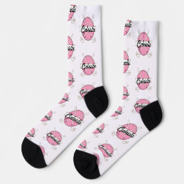 Calcetines Palos de Golf Personalizados Monograma Rosa/Blanco