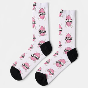 Calcetines Palos de Golf Personalizados Monograma Rosa/Blanco