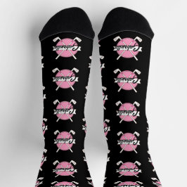 Calcetines Palos de Golf Personalizados Monograma Rosa/Negro