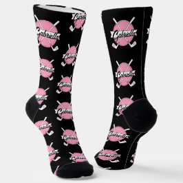 Calcetines Palos de Golf Personalizados Monograma Rosa/Negro