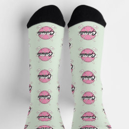 Calcetines Palos de Golf Personalizados Monograma Rosa/Verde