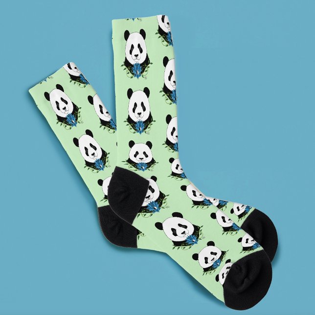 Calcetines Panda Bear Lotus Flower Blue (Subido por el creador)