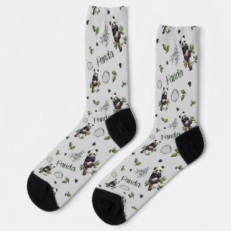 Calcetines Panda Seamless Pattern Baby Blanc