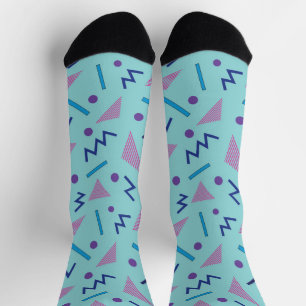 Calcetines pañuelo de bolsillo geométrico azul Memphis de los