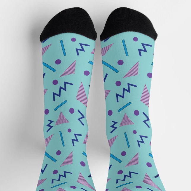 Calcetines pañuelo de bolsillo geométrico azul Memphis de los (Arriba)