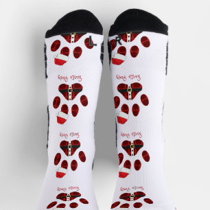Calcetines Papá Noel. Feliz Navidad. Las patas imprimen perro