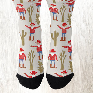 Calcetines Papá Noel vaquero divertido Navidad occidental