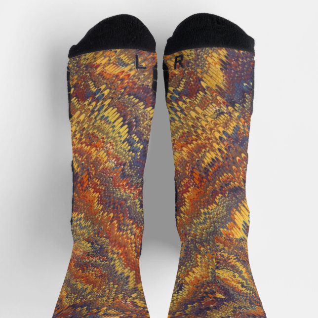 Calcetines Papel de Guarda de Libro Marmolado Amarillo Naranj (Arriba)